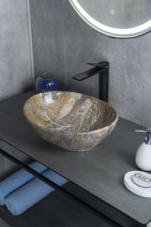 Раковина Gid Mnc138T 54472 накладная под камень глянцевая 41x34x15